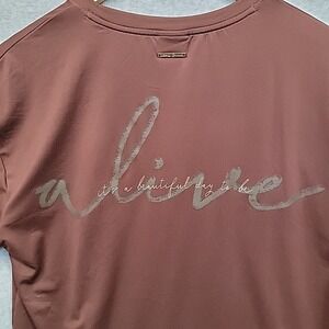 Gymshark x Whitney Simmons Sz M Oversized TShirt Brown Beautiful Day To Be Alive